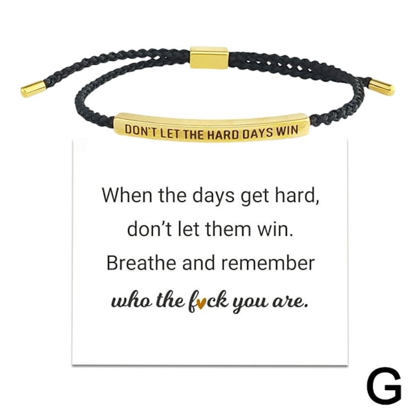 CTDWNT Låt inte de tuffa dagarna vinna armband för kvinnor och män, Inspirerande Black2 onesize
