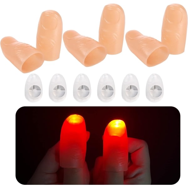 TG 6 st Magic Tumlampor Fake Finger LED-ljus Blinkande Tumlampor