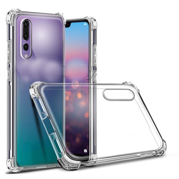 TG Huawei P30 - Iskunsaarna Silikonikotelo Näytönsuojalla Läpinäkyvä