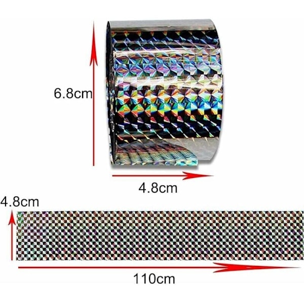 Anti-duvremsa Fågelskrämma Dubbelsidig Anti-fågeltejp Holografisk Glänsande för att Skrämma Fåglar Fågelskrämma 4.8cm110m, av DEBUNS