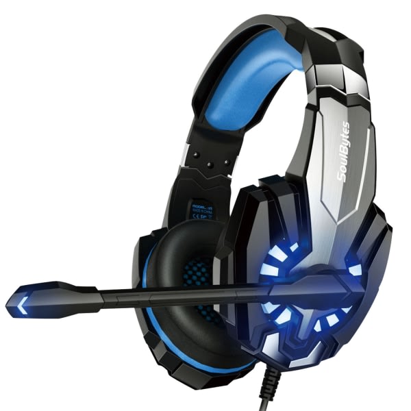 Pelikuulokkeet Pelikuulokkeet Subwoofer Belysning Headset Mobildator PS4 Headset mörkblått