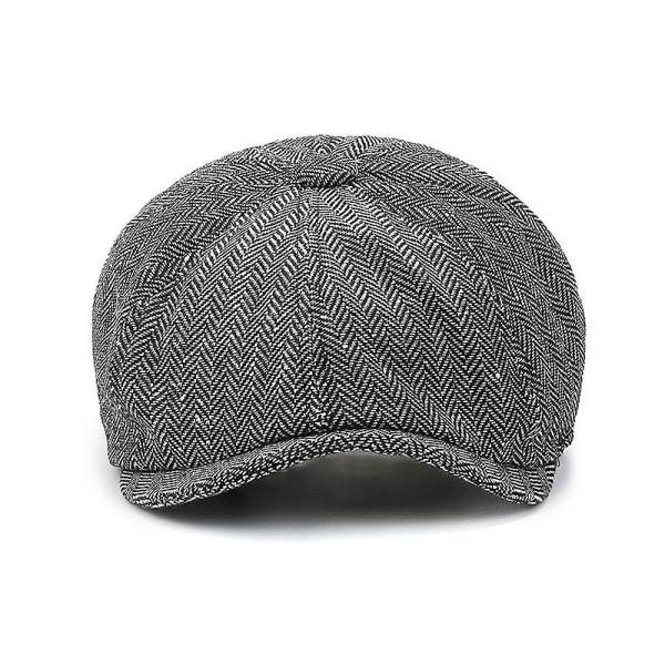 Sztxj Newsboy Style Platt Cap Spids Kasket Herre Dame Sort Panel Peaky Cap Tweed Retro Platt Keps Gatsby Cap