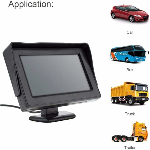 4,3 tommer LCD-skærm Bakkamera med vandtæt monitor til SUV Lastbil Bil
