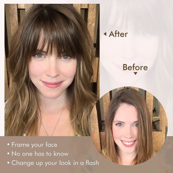 TG Clip-in Bangs. 100 % Menneskehår, Luftige Bangs Clip-in Hårextensions