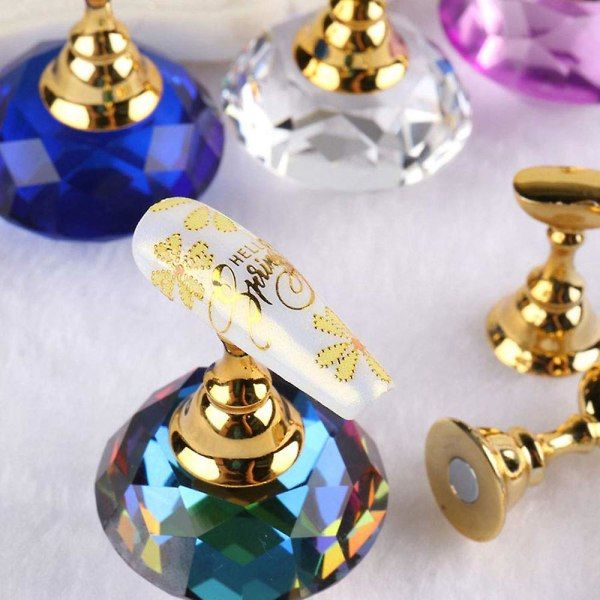 TG Nagelkonst Displayställ Magnetiskt Nagelkonstställ Nageltips Övningsställ med Kristallbas Ros, Lila Multicolor