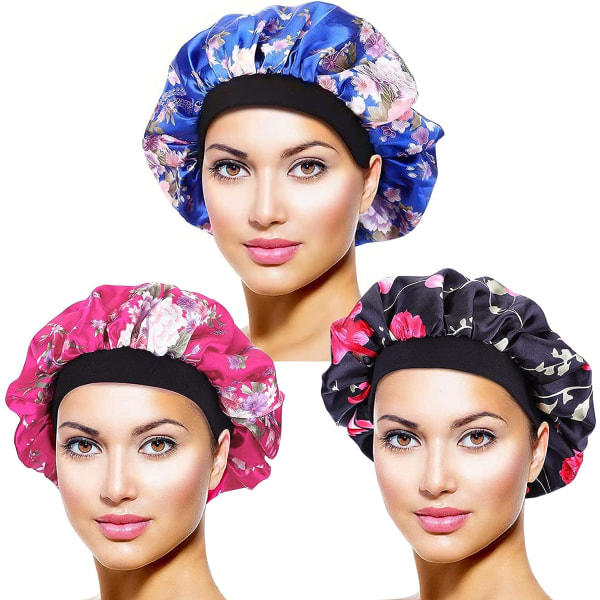 TG 3 st Satin Bonnet Bredband Silke Cap