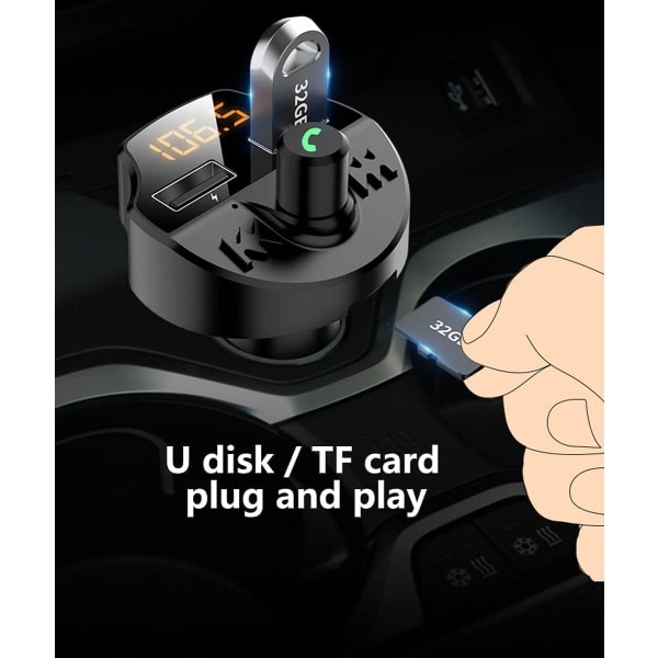 Bluetooth FM-sändare (svart), trådlös bilradioadapter bil k