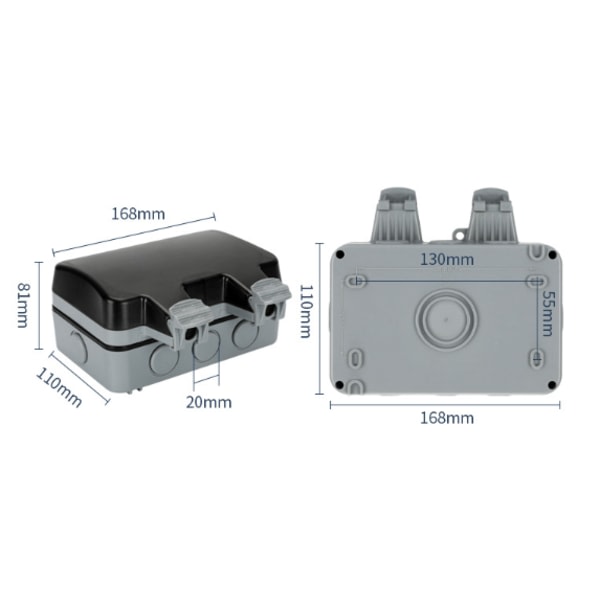 TG Kaksinkertainen vedenkestävä ulko-pistorasia, IP66 vedenkestävä ulko-sähkö
