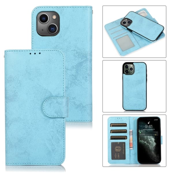 TG iPhone 14 Plus - Effektfullt Praktisk Plånboksfodral LEMAN Mörkblå