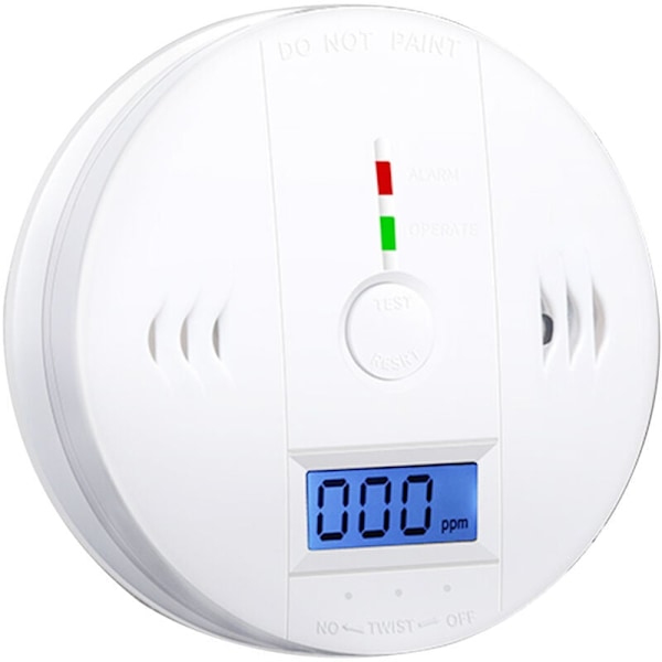 Kolmonoxidlarm Detektor Batteridriven CO-larmdetektor med LCD-display Röstvarning, av DEBUNS