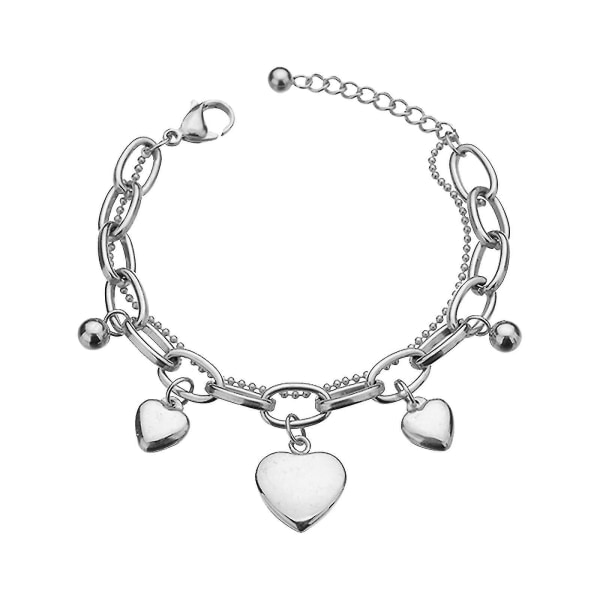 Love Heart Damarmband Armband Armband i rostfritt stål