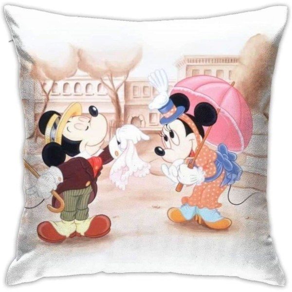 Myke dekorative putetrekk Mickey Mouse Kvadratisk Putetrekk Komfortabelt putetrekk Luksuriøst putetrekk for sofa stol Bil hjem dekor. (18x18 tommer