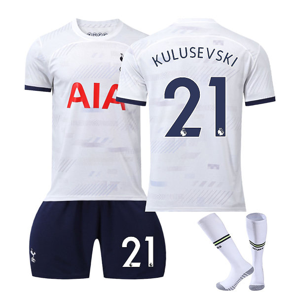 23/24 Uusi kausi Koti Tottenham Hotspur F.C. KULUSEVSKI Nro 21 Lapsen pelipaitapaketti Lapsi-26