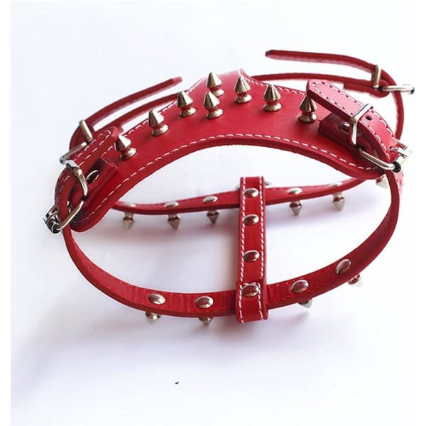 Punk-koiran valjaat PU-nahasta kaksoisniiteillä Turvallinen kävelyhihna Pieni keskikokoinen koira Liivi Valjaat Lemmikkieläinten tarvikkeet 3 väriä, punainen, rinta 35,,45cm