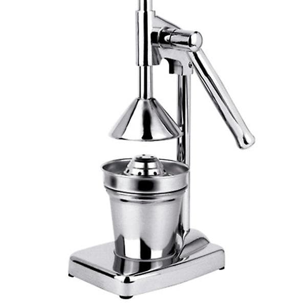 Manuell citruspress i aluminiumlegering för frukt och grönsaker med kopp, silver