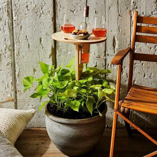 Udendørs Vinfad Foldbart Mini Træ Picnicbord Træ