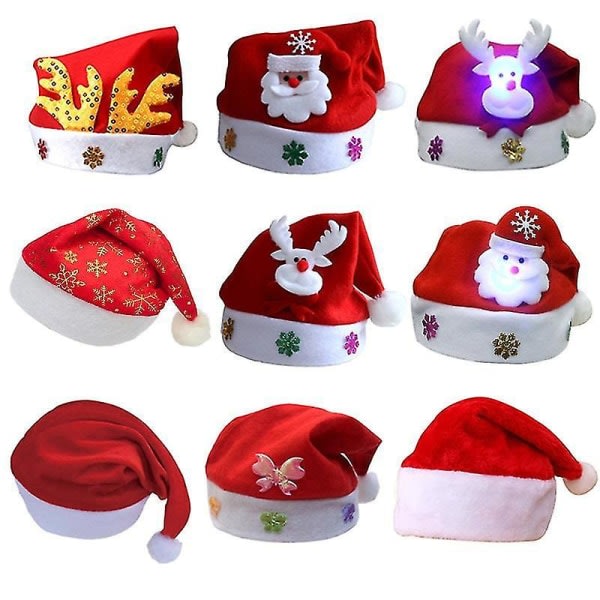 Mjuk plysch jul hattfest f?r baby vuxen tomte hattar R?d dekoration ny?r dekoration barn gif barn barn