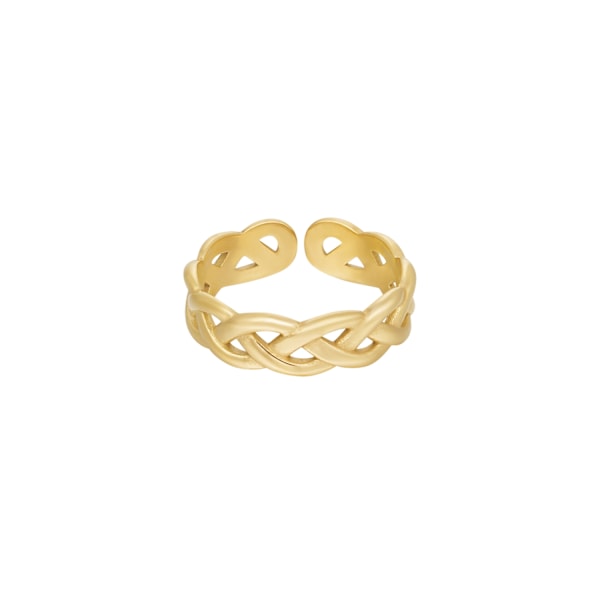 Ring i rustfrit stål med flettet design - Guld - Størrelse 18 Gold Guld