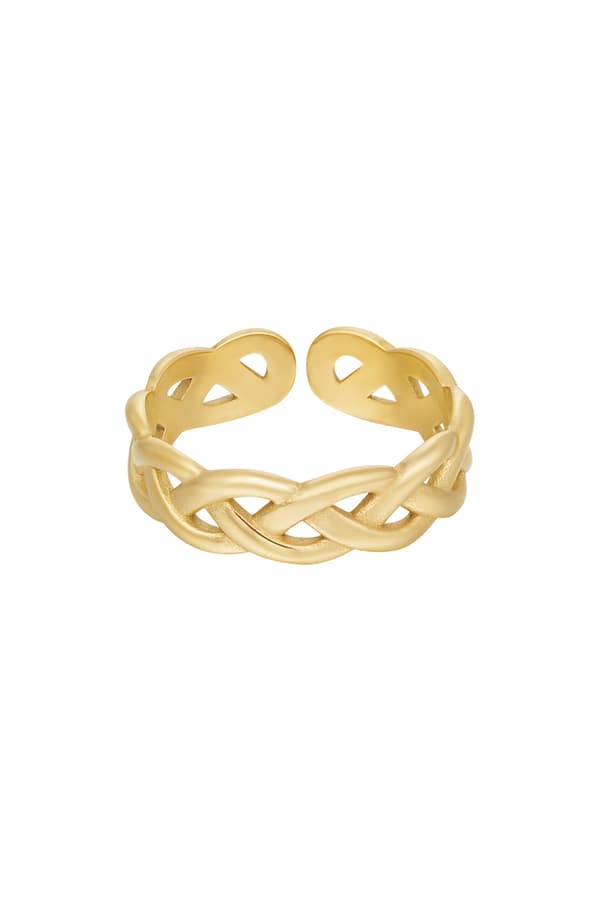 Ring i rustfritt stål med flettet design - Gull - Størrelse 18 Gold Guld