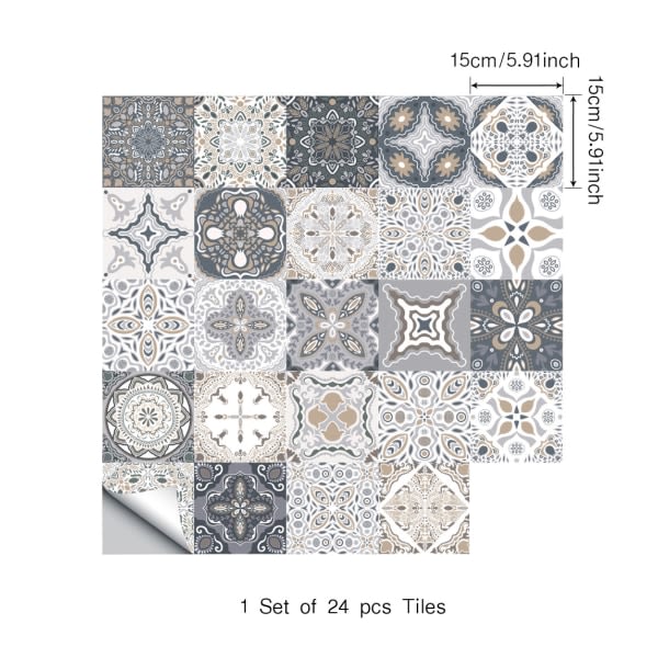TG 24 st, 15×15cm - 24 stykker veggkakellim Marockanskt vattentätt