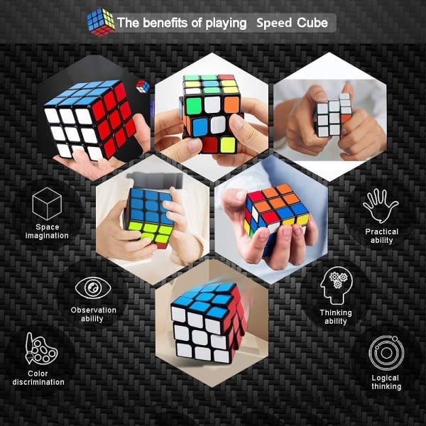 Profesjonell Speed Cube 3x3x3, holdbare glatte puslespill leker bærbare for voksne (standard)