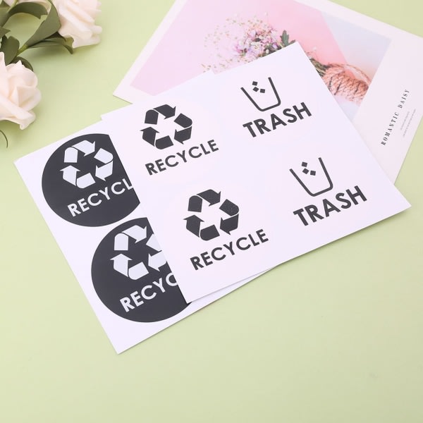 Återvinner papirkorgen Symbol Vinyl bokstäver Dekaler etiketter for papperskorgar sopor Conta