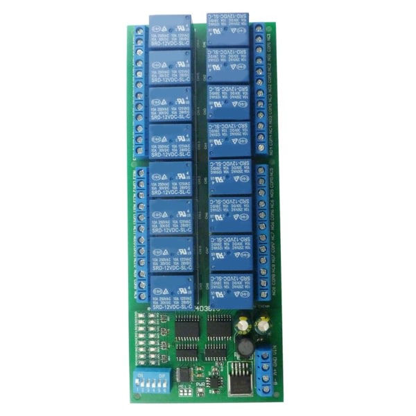 DC12V DIN35 C45 Skinneboks 16-kanals RS485-relémodul Modbus RTU UART Styrekort for PLC PTZ Kameramotor LED