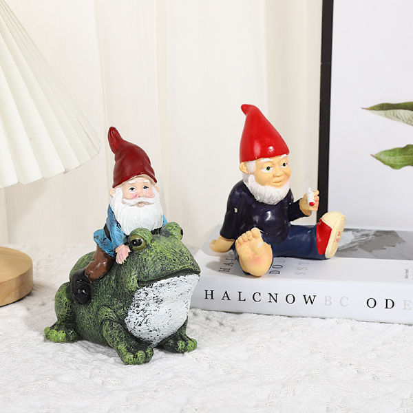 Dvärg Resin Ornament Alien Rolig Halloween Dekoration Trädgård Elf Konstverk Dvärg Ornament Frog Dwarf 12.5*9*18cm