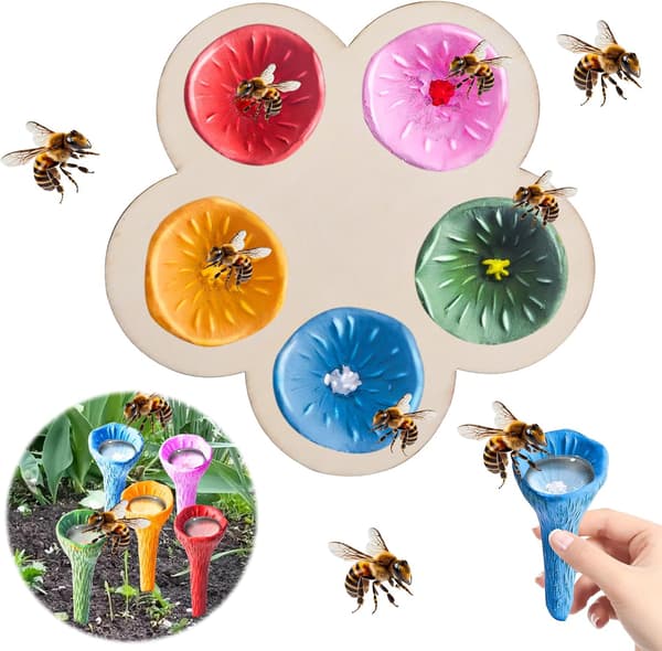 Bikuber til tørstige bier i haven, drikkekopper til bi-insekter, 5 stk