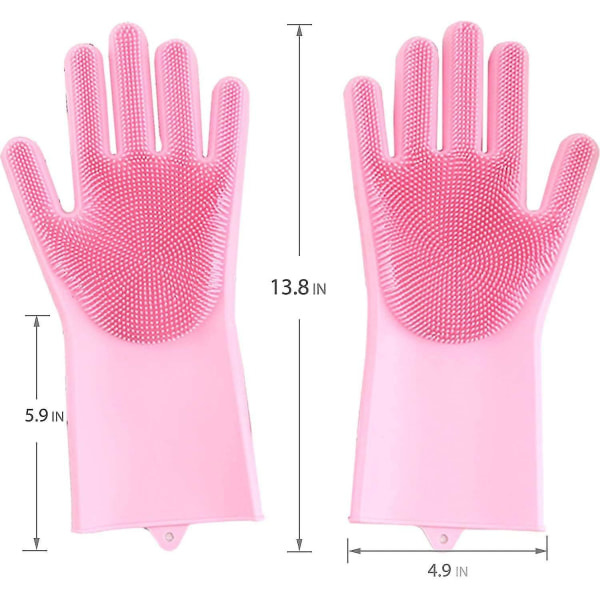 Diskhanskar, Rengöringssilikon Diskhanskar, Silikonhandskar, Magic Gloves Rosa