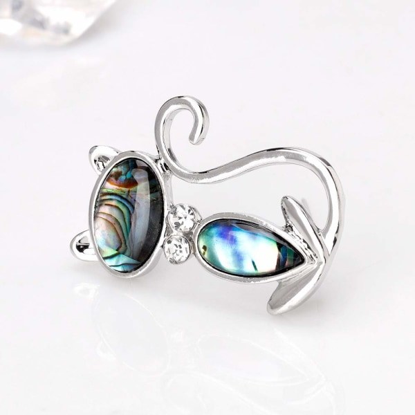 Kattbrosje for kvinner Mote Halsduk Spenne Legering Rhinestone Dyr Brosje for morsdaggave
