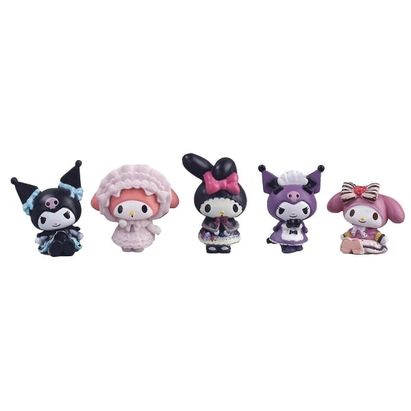 5 st Söta Melodi Kuromi Dockor Leksaksfigurer Sanrio Dockor Dekoration Prydnader Leksak Present
