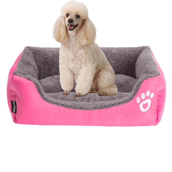 Rektangulær Vaskbar Hundebed Opvarmning Komfortabel Kvadratisk Dyrebed Pink M Pink M
