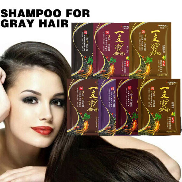 TG 30ml Sort Kaffe Hårfarve Shampoo Naturlig Hurtig Hårfarve = Vinrød 30ml