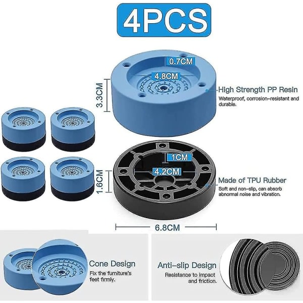 Vibrationsdämpare och Vibrationsdämpande Kuddar för Tvättmaskin, Vibrationsdämpning för Tvättmaskin, Förhindrar Buller