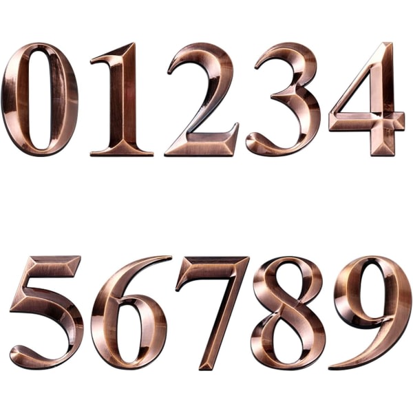 Galaxy 10 st självhäftande 3D-husnummer Brevlåda Adressnummer 0-9 (brun)
