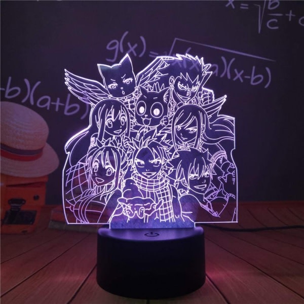 3D LED-lampe Nattelys for barn Anime Fairy Tail Team 3D La