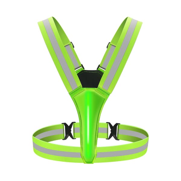 LED Reflective Vest, USB Rechargeable, Adjustable Waist/Shoulder - Green