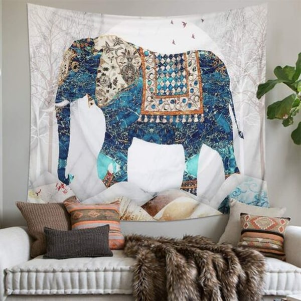 Mandala Väggbonad Indisk Boho Hippie Psykedelisk Elefant Gobeläng Väggbonad Vita Gobelänger Strandhandduk Matta