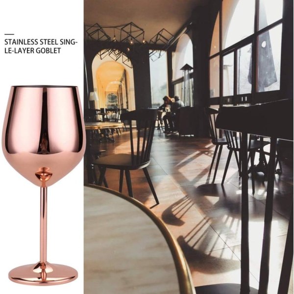 Rostfritt stål Vinglas med fot Metall Vinglas Splittringssäkert Vitvin Cocktailglas Okrossbart (roséguld) roséguld