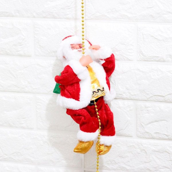 Sångande jultomte med pärlor som klättrar, elektrisk docka, klätterrep, julklapp, julklappar, juldekorationer B