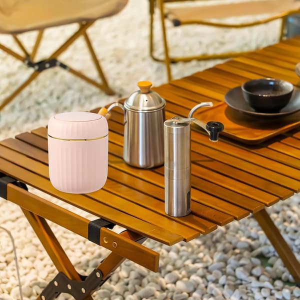 Light Luxury Press-Type Desktop Trash Can, Creative Small Coffee Table Office Living Room Study Room with Lid Trash Can Pink