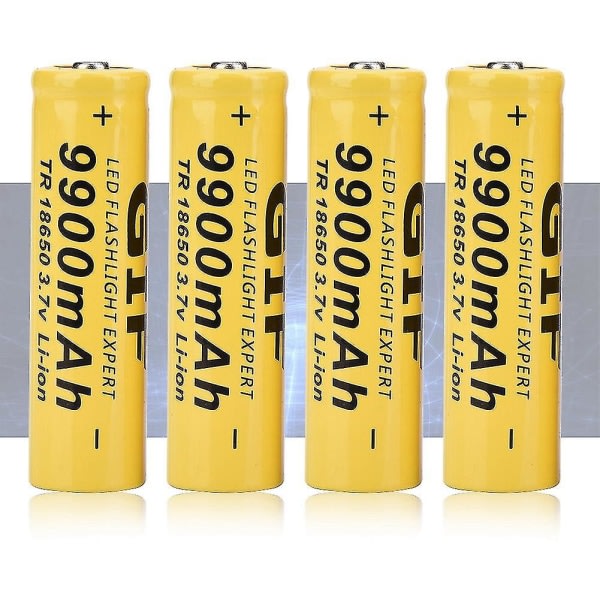 4st Ficklampa Batteri Gif 9900mah 18650 Opladningsbart batteri Gul