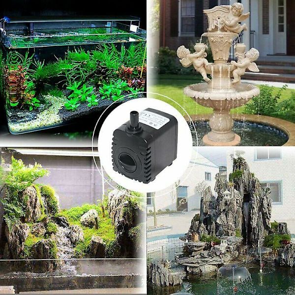 Senkbar Vannpumpe, 600L/T 8W Vannpumpe, for Akvarium Bordfontener, Dam Vannhager og Hydroponiske Systemer, med 2 Dyser, AC220-240V
