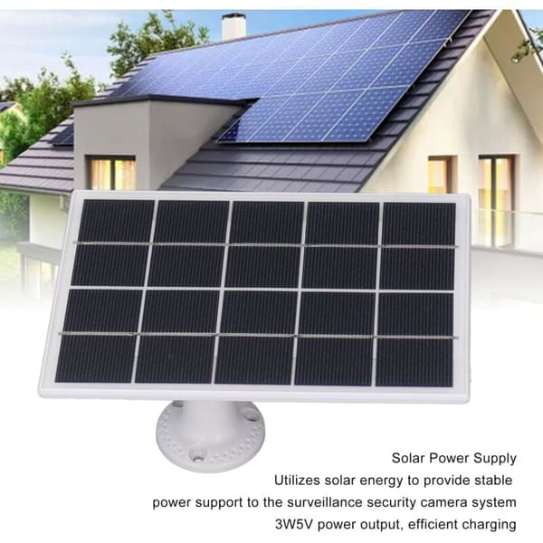 3W 5V Solcellepanel Profesjonell Effektiv Monokrystallinsk Silisium Solcellepanellader for Utendørs Overvåkingskamera Hvit, DUBUNS