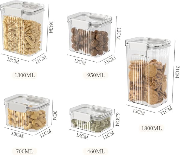Can Crusher Jars Food Storage Containers, Transparent, Airtight, Home, Kitchen, Pantry, Organization and Storage, Candy, Rectangular, 1300ML_yux 1300ml