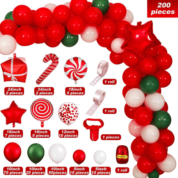 Jouluilmapallojen garland-setti latex- ja alumiinifolioilmapalloilla koristeluun häihin, karnevaaleihin ja juhliin A