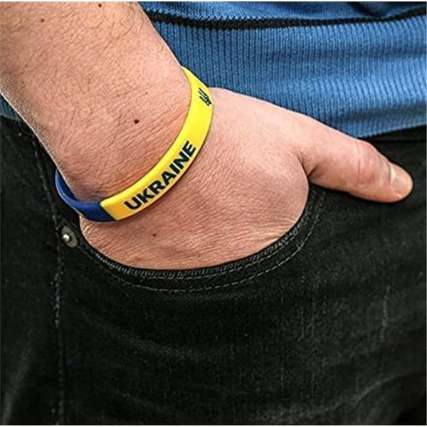 2 st Ukraina flaggarmband Ukrainskt gummiarmband Jag står med Ukraina gummiarmband för män kvinnor