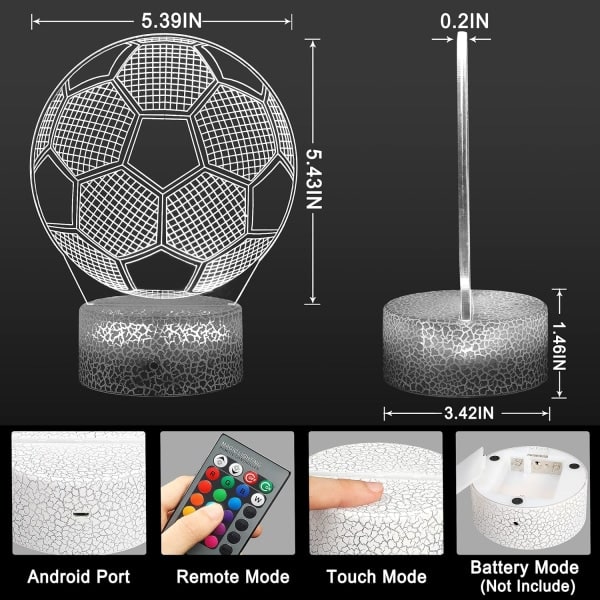3D Jalkapallo Yövalo Lapsille, 3D Jalkapallo Illuusio Lamppu, Jalkapallo