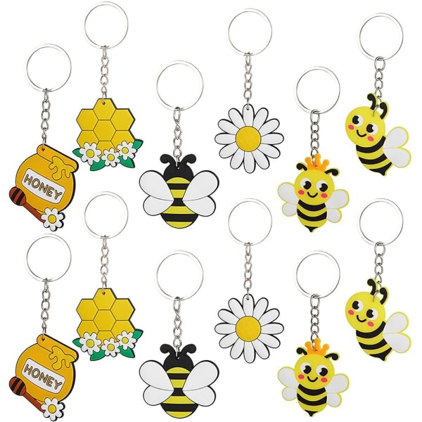 12:a Cartoon Bee Nyckelring Bee Theme Party Nyckelring Ryggsäck Hand